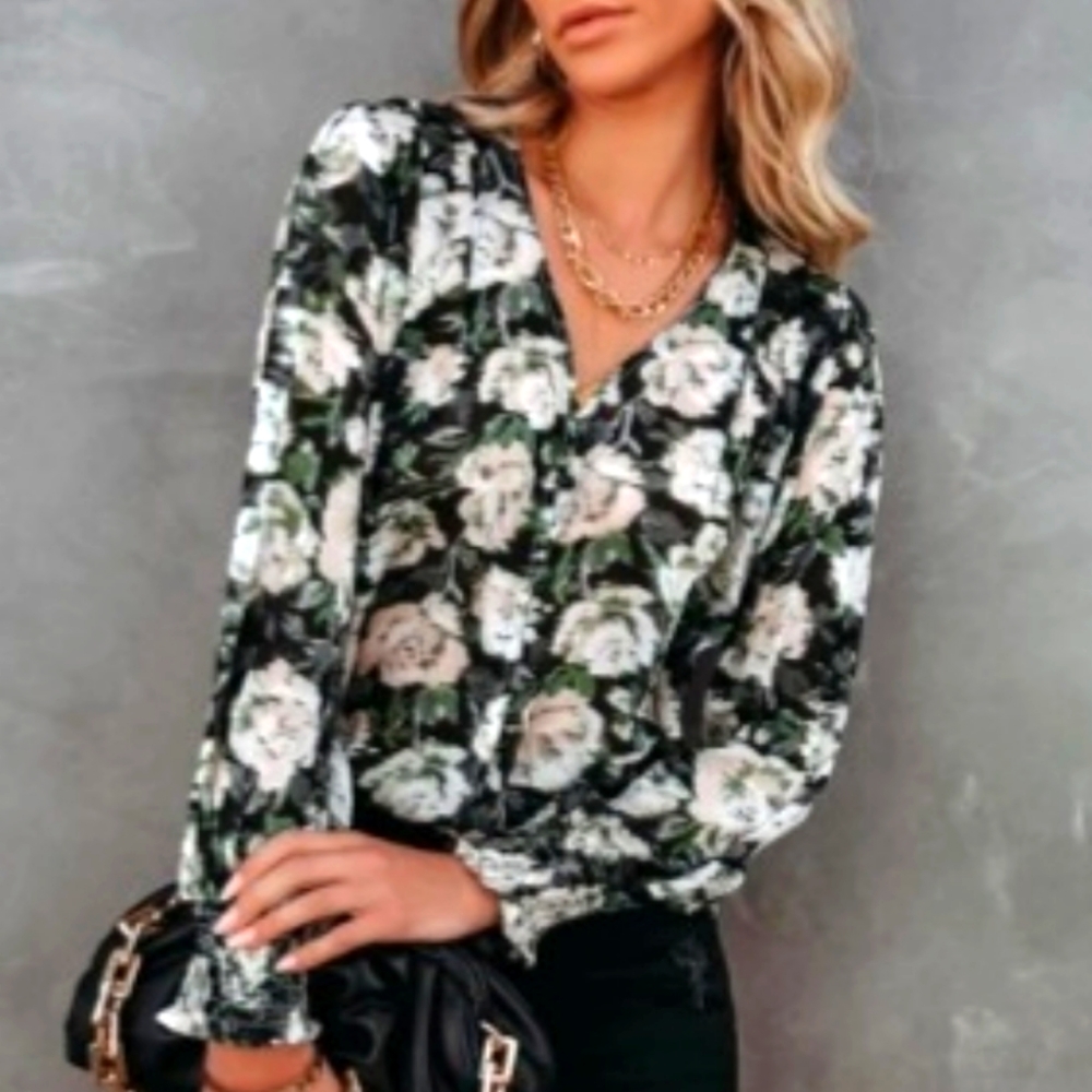 Versailles Printed Smocked Blouse - Small